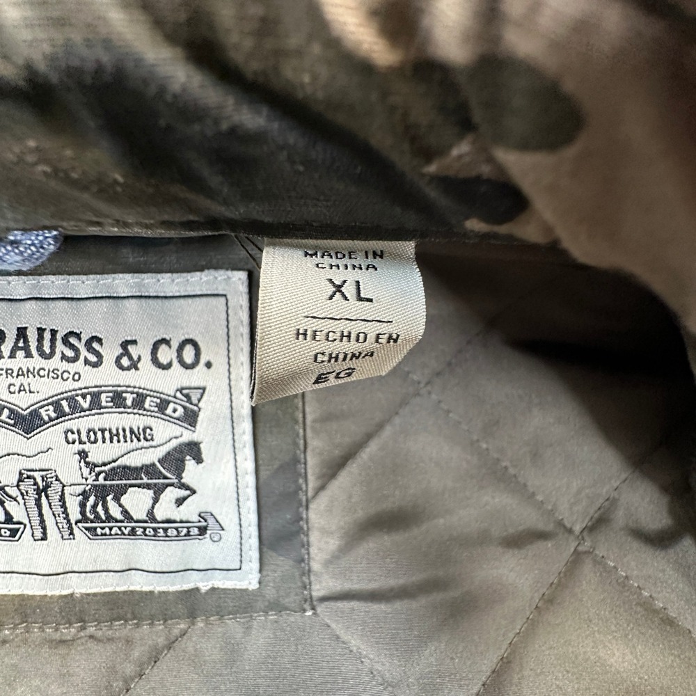 Levi's Cotton Diamond Quilted‎ Shirt Jacket Mens XL Green Camouflage Zip Shacket - Picture 8 of 13